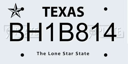 BH1B814 Texas License Plate