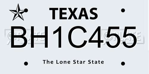 BH1C455 Texas License Plate