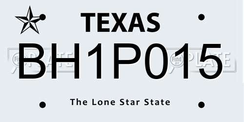 BH1P015 Texas License Plate