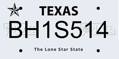 BH1S514 Texas License Plate