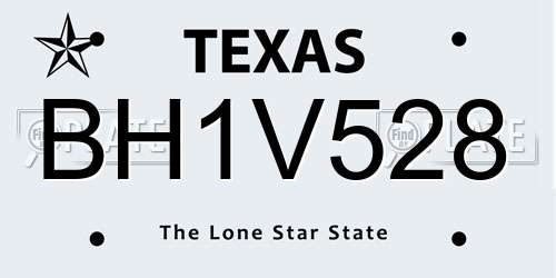 BH1V528 Texas License Plate