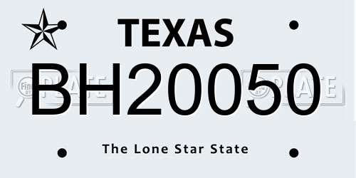 BH20050 Texas License Plate