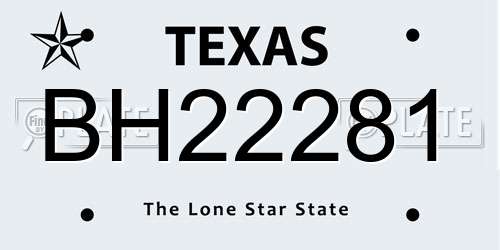 BH22281 Texas License Plate