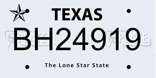 BH24919 Texas License Plate