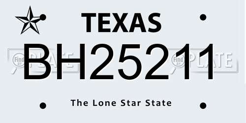 BH25211 Texas License Plate