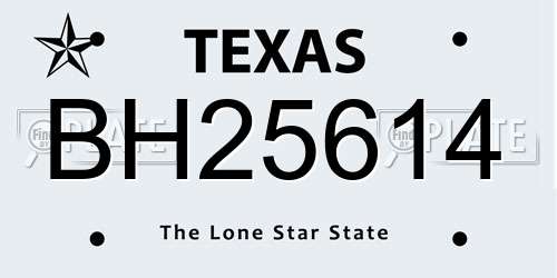 BH25614 Texas License Plate