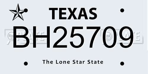 BH25709 Texas License Plate