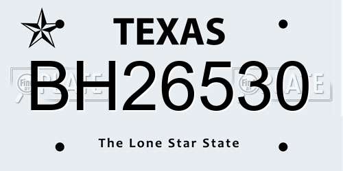 BH26530 Texas License Plate