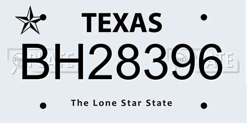 BH28396 Texas License Plate