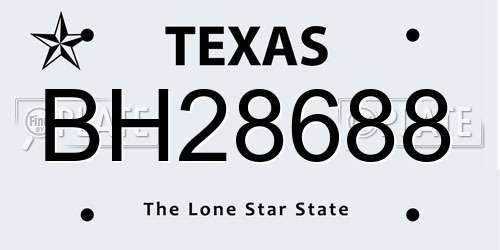 BH28688 Texas License Plate