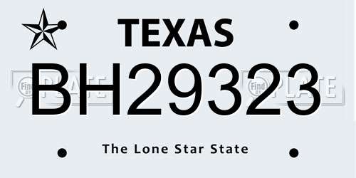 BH29323 Texas License Plate