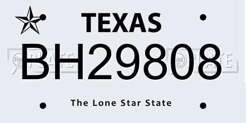 BH29808 Texas License Plate