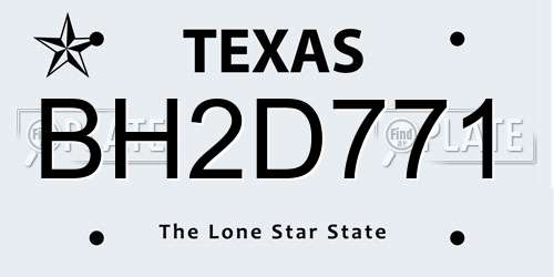 BH2D771 Texas License Plate