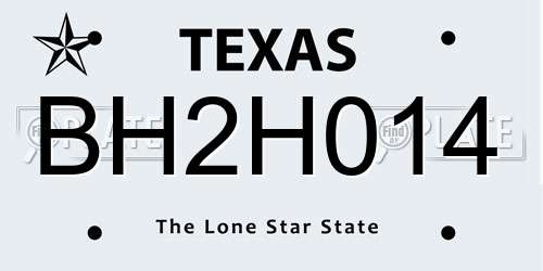 BH2H014 Texas License Plate