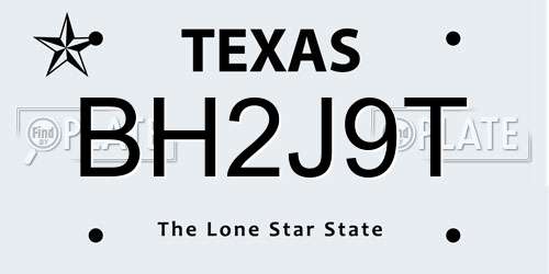 BH2J9T Texas License Plate