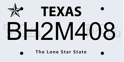 BH2M408 Texas License Plate
