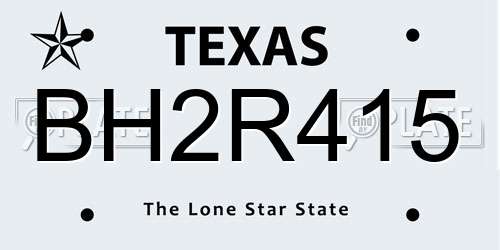 BH2R415 Texas License Plate