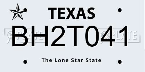 BH2T041 Texas License Plate