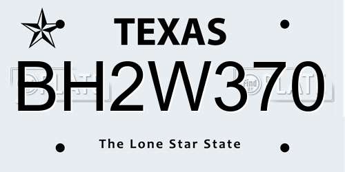BH2W370 Texas License Plate
