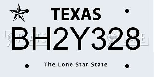 BH2Y328 Texas License Plate