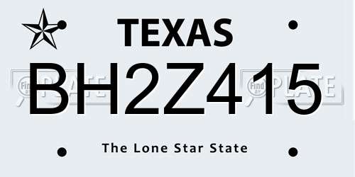 BH2Z415 Texas License Plate