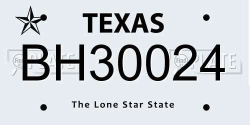 BH30024 Texas License Plate