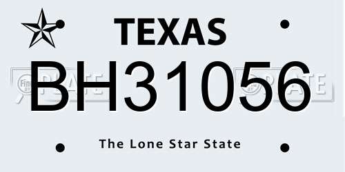 BH31056 Texas License Plate