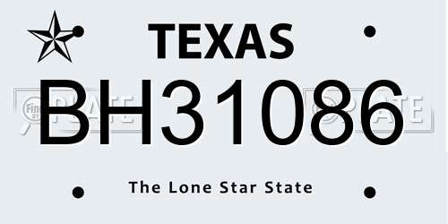 BH31086 Texas License Plate