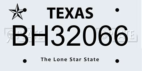 BH32066 Texas License Plate