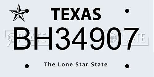 BH34907 Texas License Plate