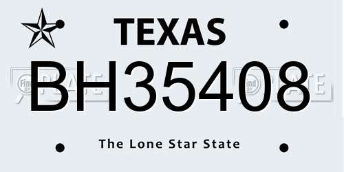 BH35408 Texas License Plate