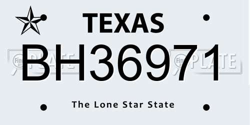 BH36971 Texas License Plate