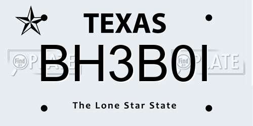 BH3B0I Texas License Plate