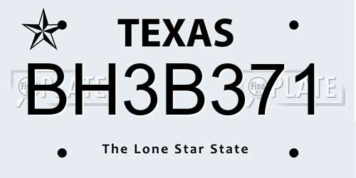 BH3B371 Texas License Plate