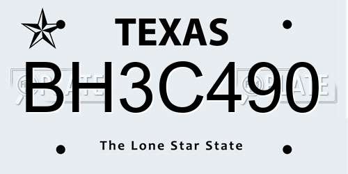 BH3C490 Texas License Plate