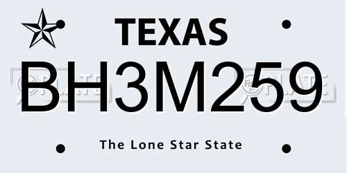 BH3M259 Texas License Plate