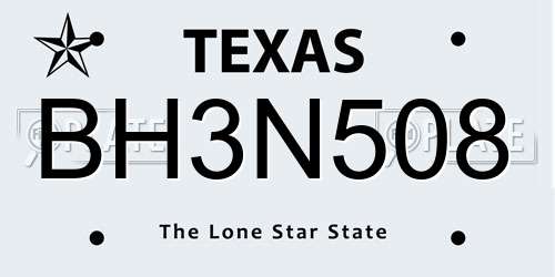 BH3N508 Texas License Plate