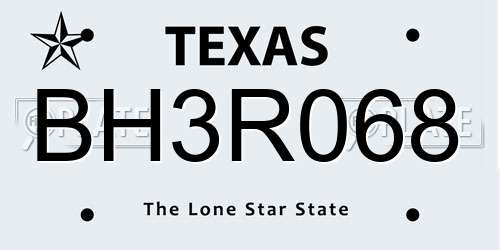 BH3R068 Texas License Plate