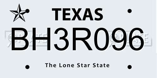 BH3R096 Texas License Plate