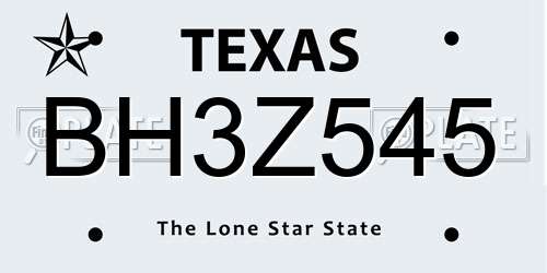 BH3Z545 Texas License Plate