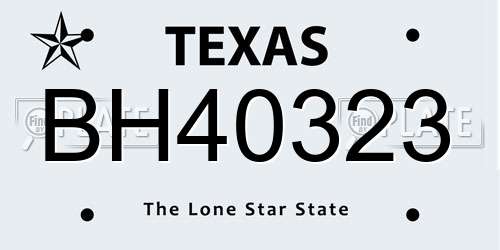 BH40323 Texas License Plate