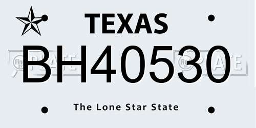 BH40530 Texas License Plate