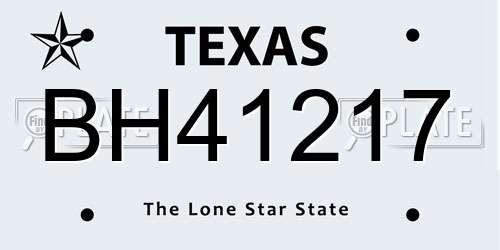 BH41217 Texas License Plate