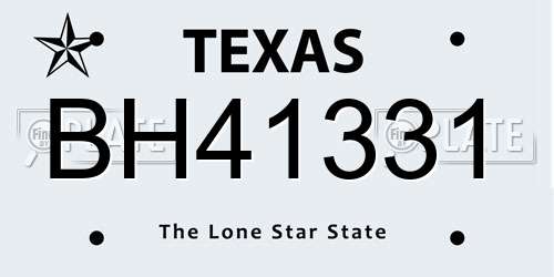 BH41331 Texas License Plate