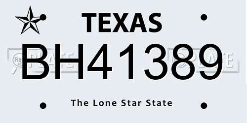 BH41389 Texas License Plate