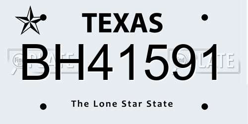 BH41591 Texas License Plate