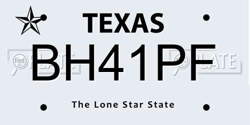 BH41PF Texas License Plate