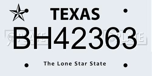 BH42363 Texas License Plate