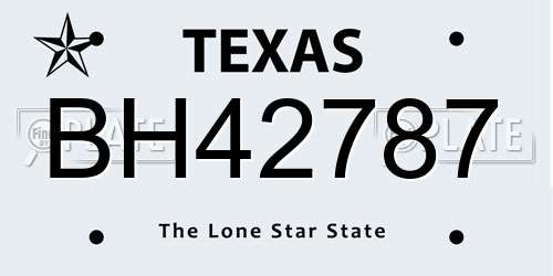BH42787 Texas License Plate