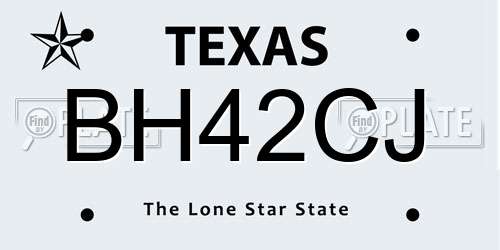 BH42CJ Texas License Plate